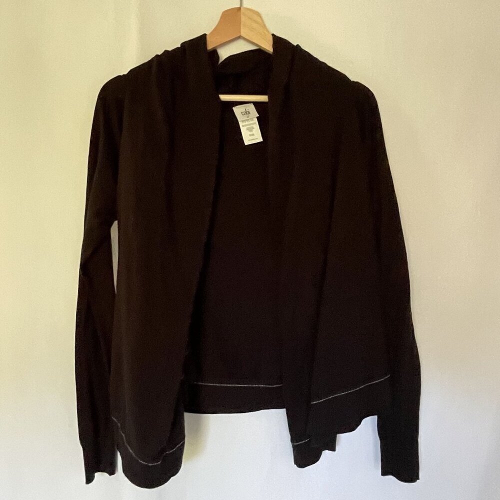 Cabi Womens‎ Open Front Cardigan Size M Cotton & Acrylic Blend Black